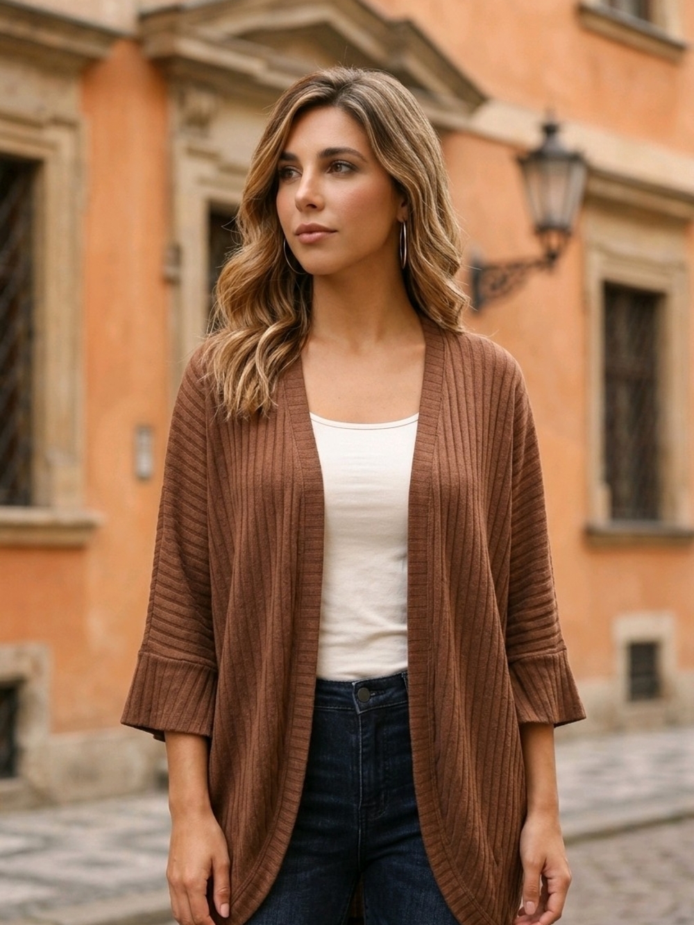 LuLaRoe Brown Ribbed Open-Front Cardigan